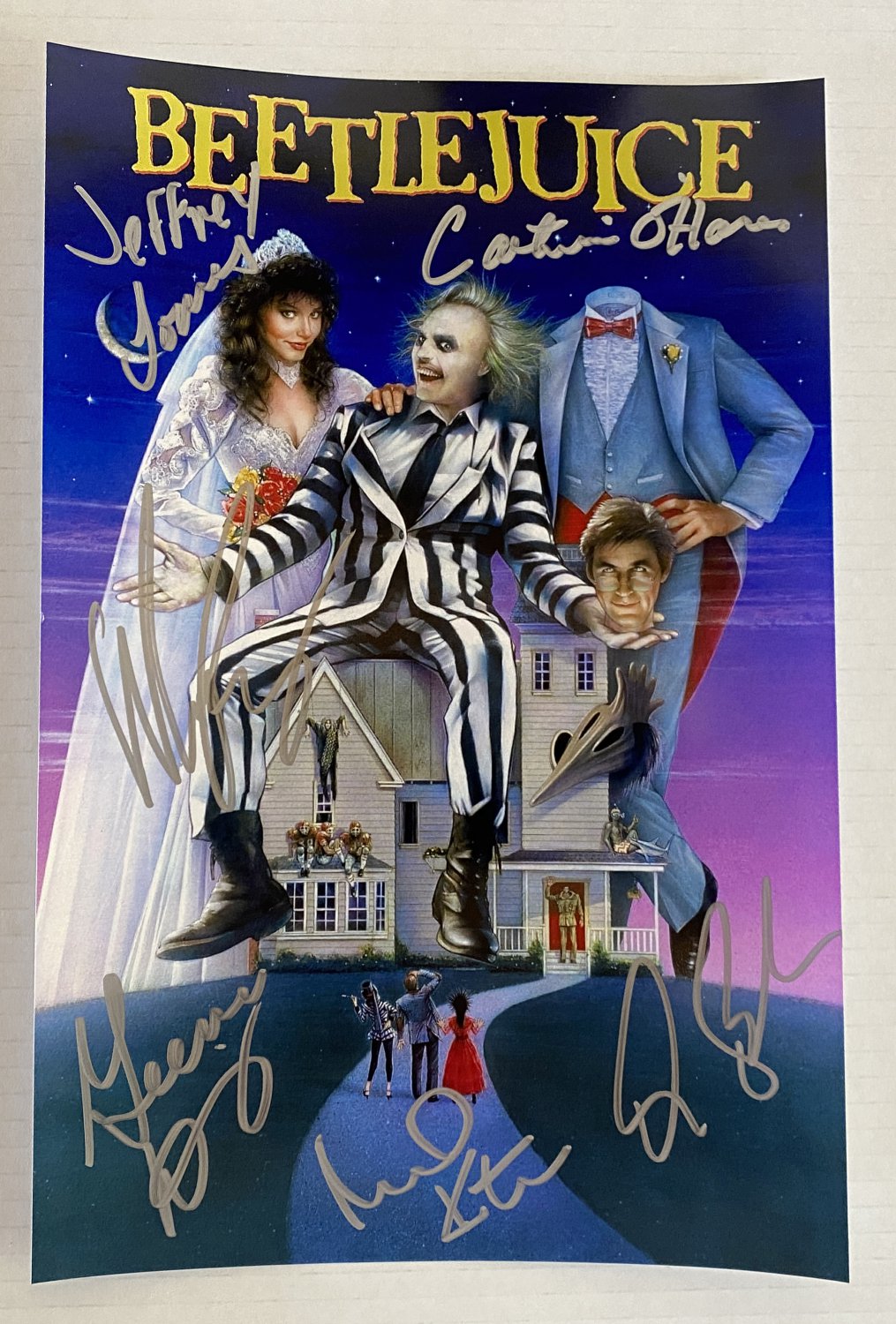 Beetlejuice cast signed autographed 8x12 photo Winona Ryder Michael Keaton autographs