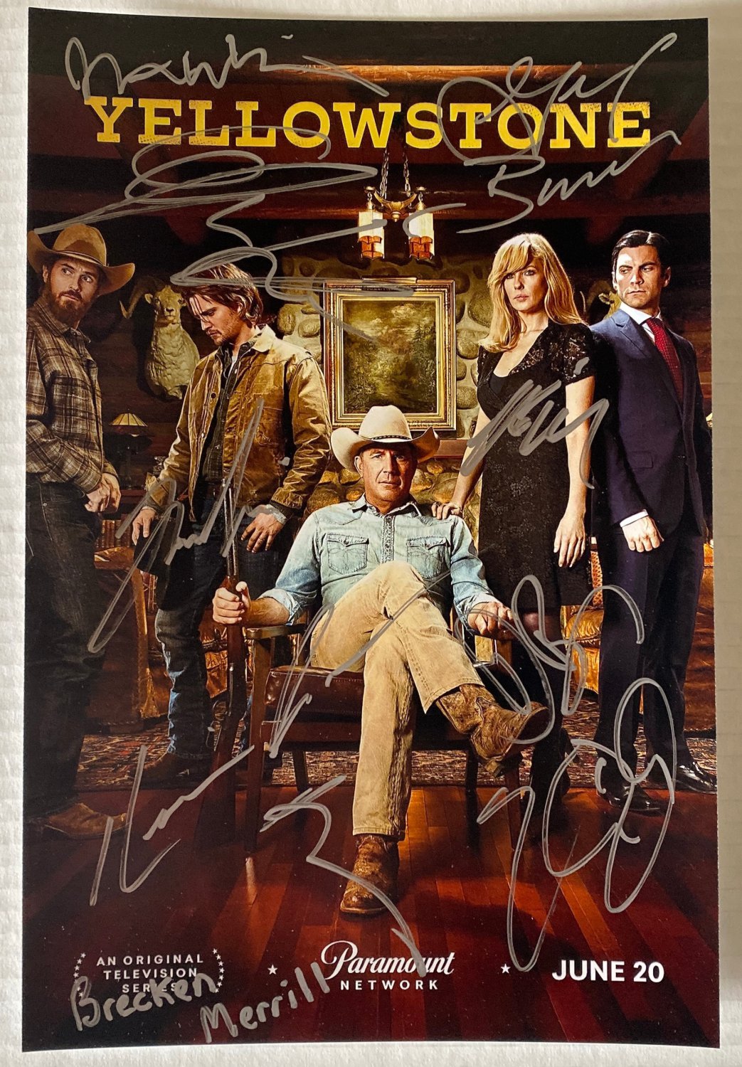 Yellowstone cast signed autographed 8x12 photo Kevin Costner Luke Grimes autographs