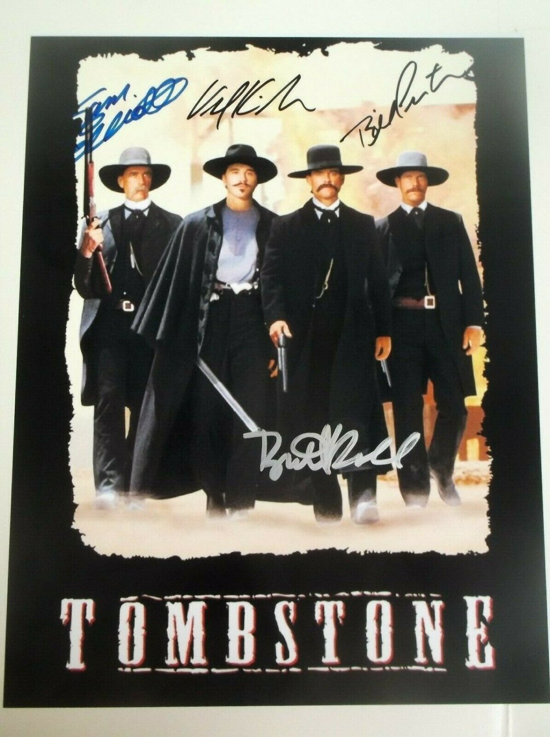 Tombstone cast signed autographed 8x12 photo Bill Paxton Val Kilmer Sam Elliot autographs