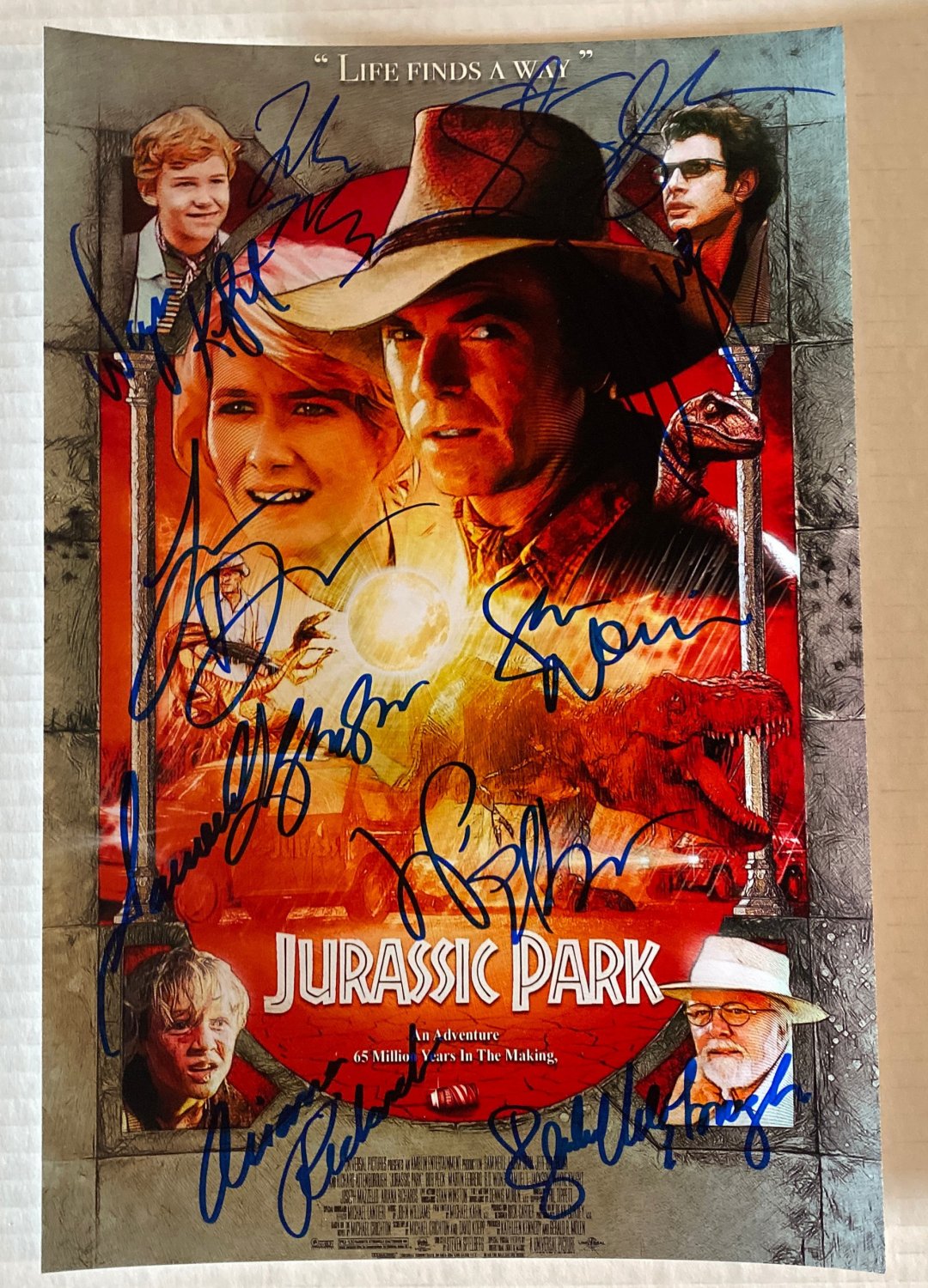 Jurassic Park 1993 cast signed autographed 8x12 photo Sam Neill Jeff Goldblum autographs