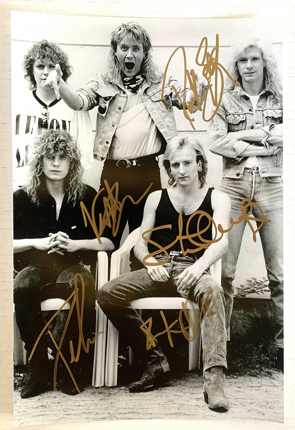 Def Leppard band signed autographed 8x12 photo Joe Elliott Steve Clark autographs