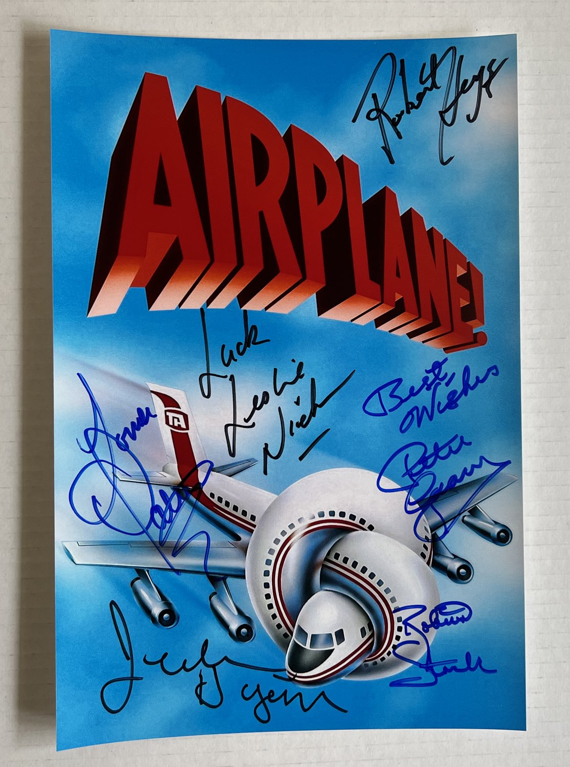 Airplane! cast signed autographed 8x12 photo Leslie Nielsen Robert Hays autographs Airplane