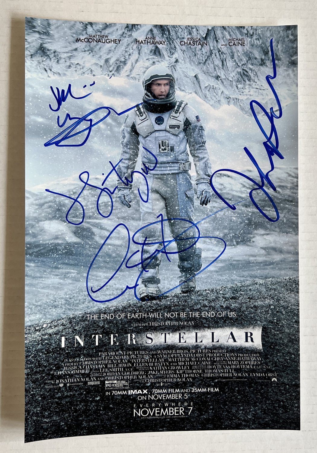 Interstellar cast signed autographed 8x12 photo Matthew McConaughey Anne Hathaway autographs
