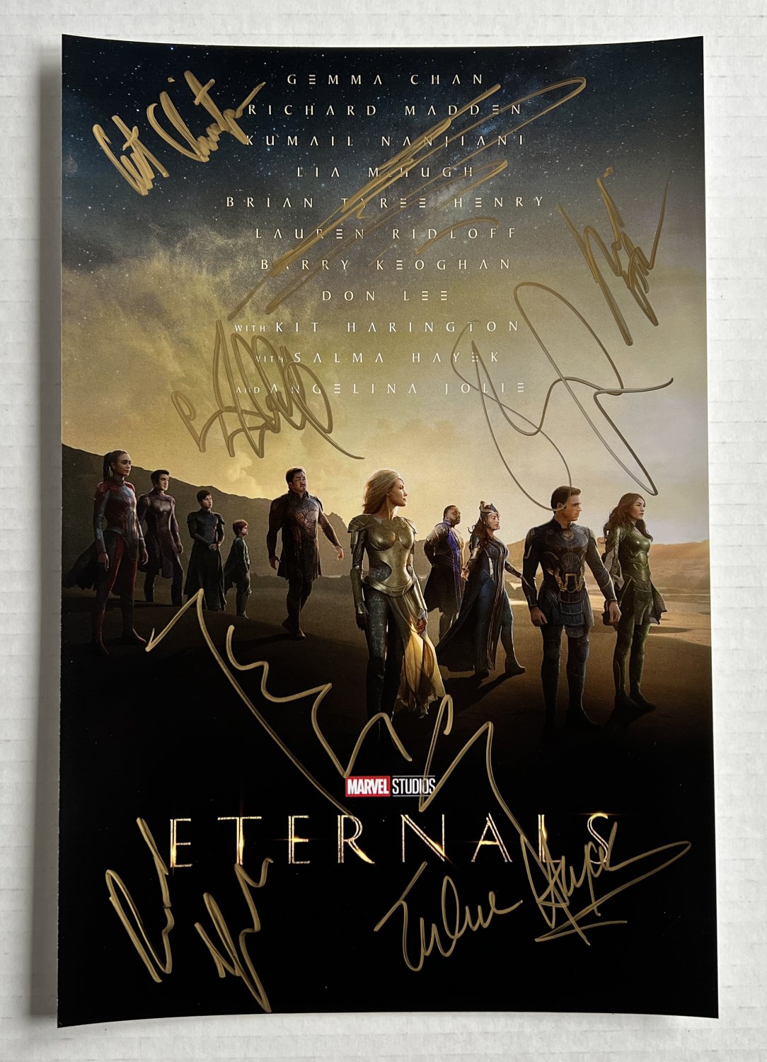 Eternals cast signed autographed 8x12 photo Richard Madden Angelina Jolie MARVEL