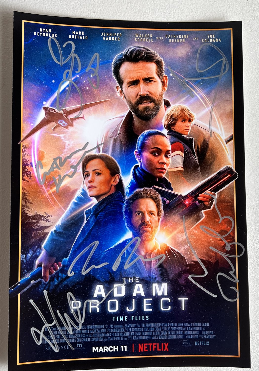 The Adam Project cast signed autographed 8x12 photo Ryan Reynolds Jennifer Garner autographs
