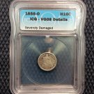 1856-O Seated Liberty Half Dime 5¢ ICG Certified VG08 Details Severely Damaged
