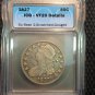 1827 50&Acirc;&cent; Capped Bust Half Dollar (square base 2) ICG Certified VF20 Details