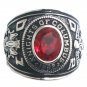 Stainless-Steel Knights Silver-tone Ring w/Red Simulated Stone Size 9