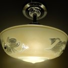 Pair of 2 Vintage Ivory Glass Art Deco Nickel Flush Mount Ceiling Light Fixtures Pair of 2 Vintage Ivory Glass Art Deco Nickel Flush Mount Ceiling Light Fixtures