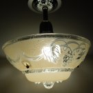 Pair of 2 Vintage Beige Glass Art Deco Nickel Flush Mount Ceiling Light Fixtures Pair of 2 Vintage Beige Glass Art Deco Nickel Flush Mount Ceiling Light Fixtures