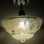 Pair of 2 Vintage Beige Glass Art Deco Nickel Flush Mount Ceiling Light Fixtures