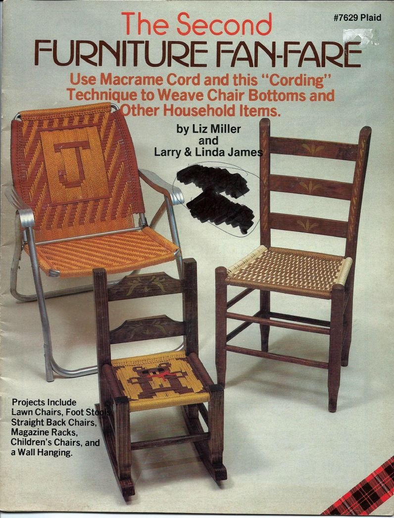 Second Furnitue FanFare Use Macrame Cord to Weave Chair Bottoms Plaid