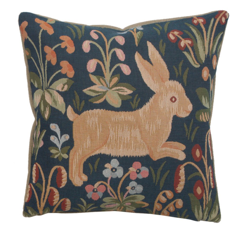Medieval Rabbit Running French Couch Cushion - Small, 19in x 19in | SOWA-905-1436