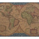 Old Map of the World Blue Italian Wall Tapestry - Small, 28in x 16in | SOWA-7934-11085