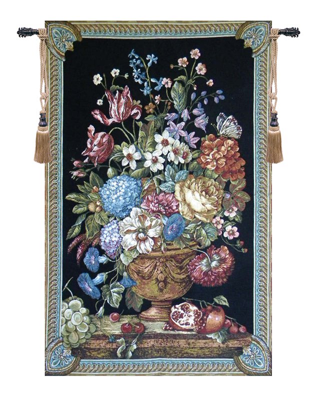 Floral Bouquet Thoughts by Lucio Battisti Italian Wall Tapestry - Medium, 33in x 53in | SOWA-7938-11