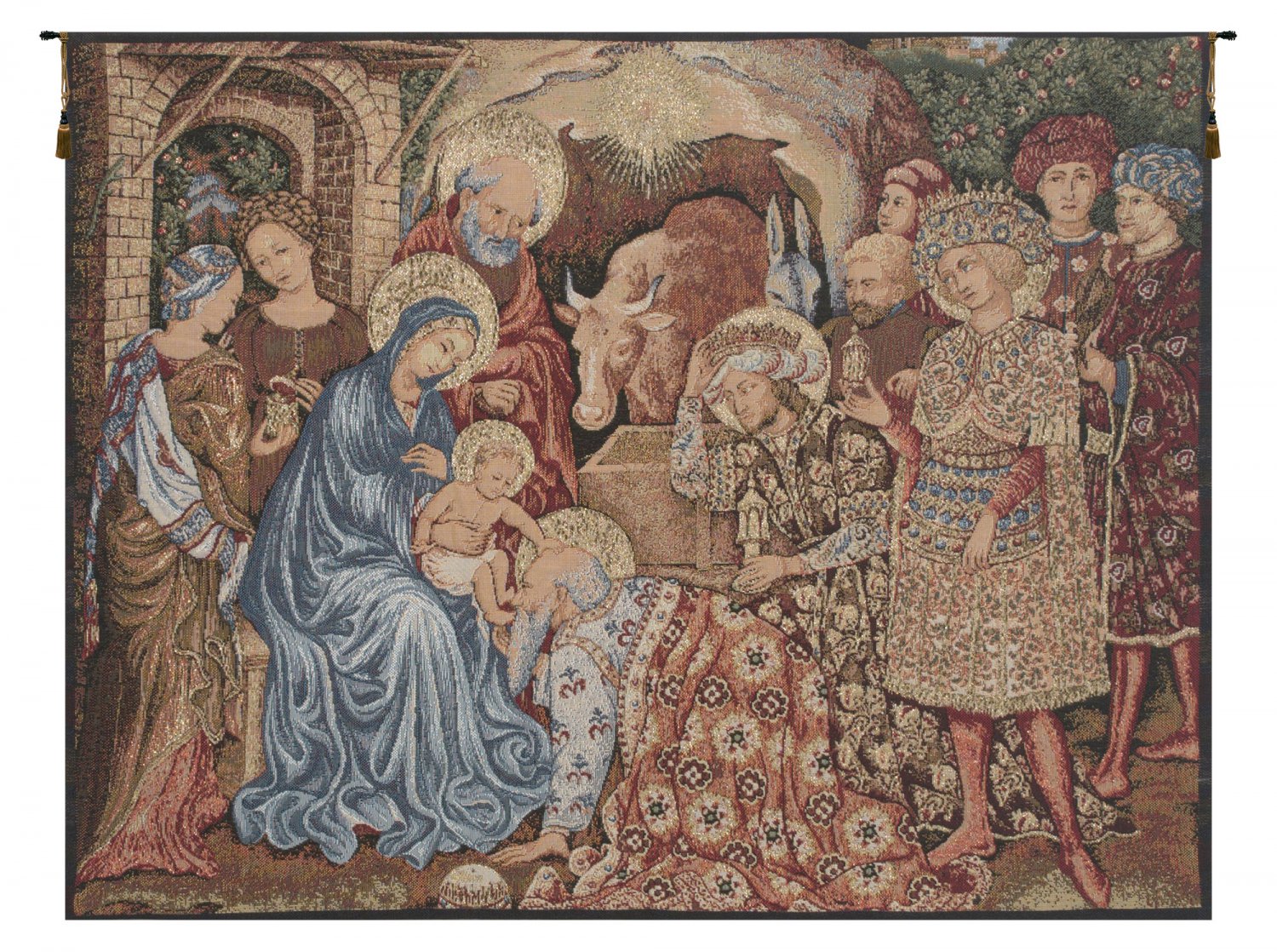 Nativity Adoration Italian Wall Tapestry - Small, 25in x 19in | SOWA-7951-11110