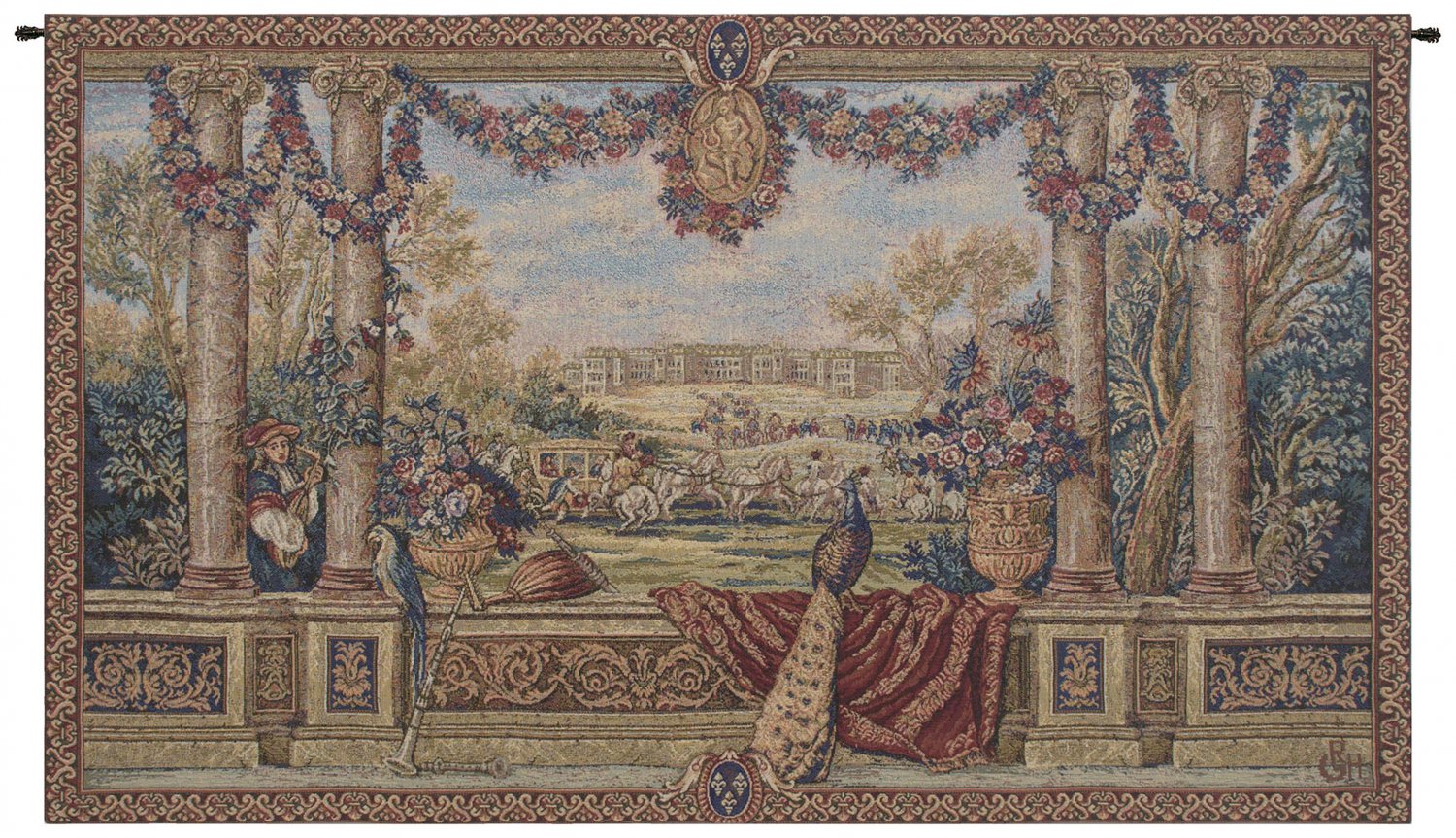 Peacock II Italian Wall Tapestry - Large, 89in x 53in | SOWA-9283-13139