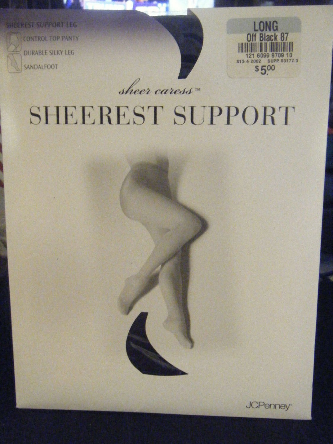 JCPenney Sheerest Support Control Top Sandalfoot Pantyhose Off Black