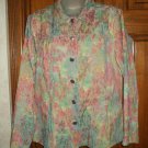 Christopher & Banks Muted Pastel Floral Brocade Stretch Shirt Jacket - Size M