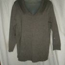 Liz Claiborne Gray Silk Blend V-Neck Sweater - Size L
