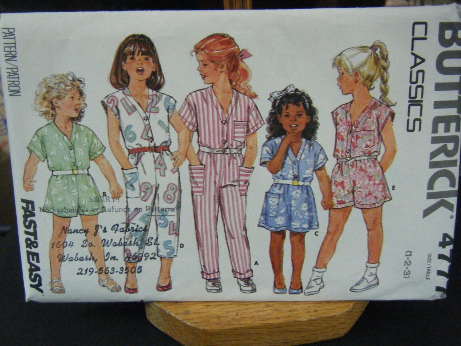 Butterick 4777 Toddler's Jumpsuit & Dress Pattern Size 1/2/3