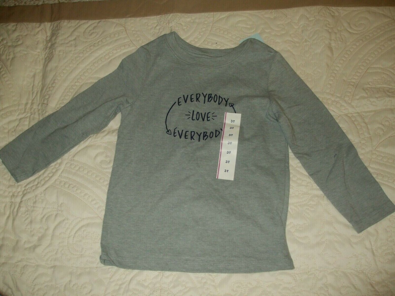 Cat & Jack Gray Everybody Loves Everybody Long Sleeve T-Shirt - Size 3T