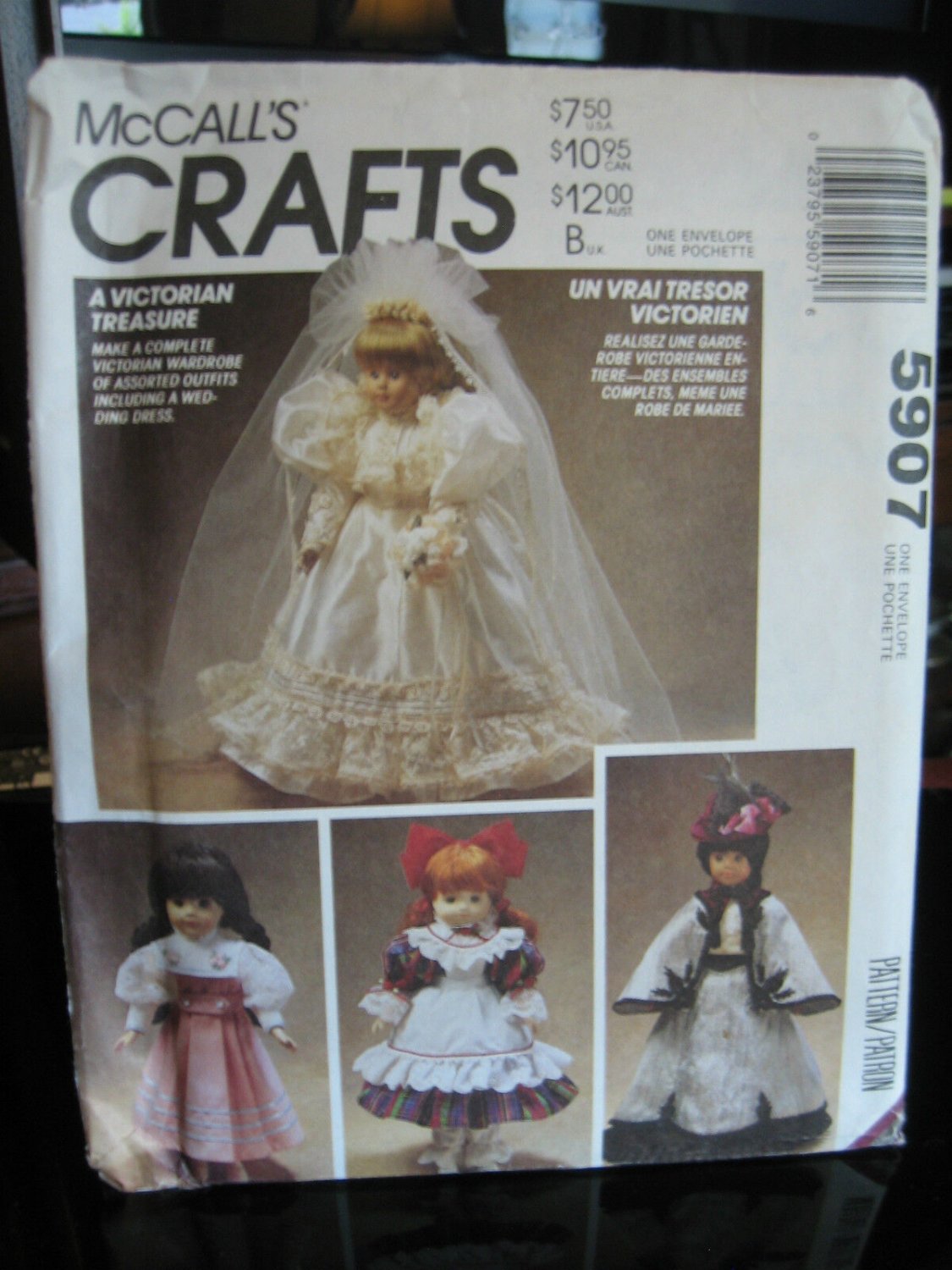 McCall's Crafts 5907 Victorian Doll Clothes Patterns 13" to 16" Doll