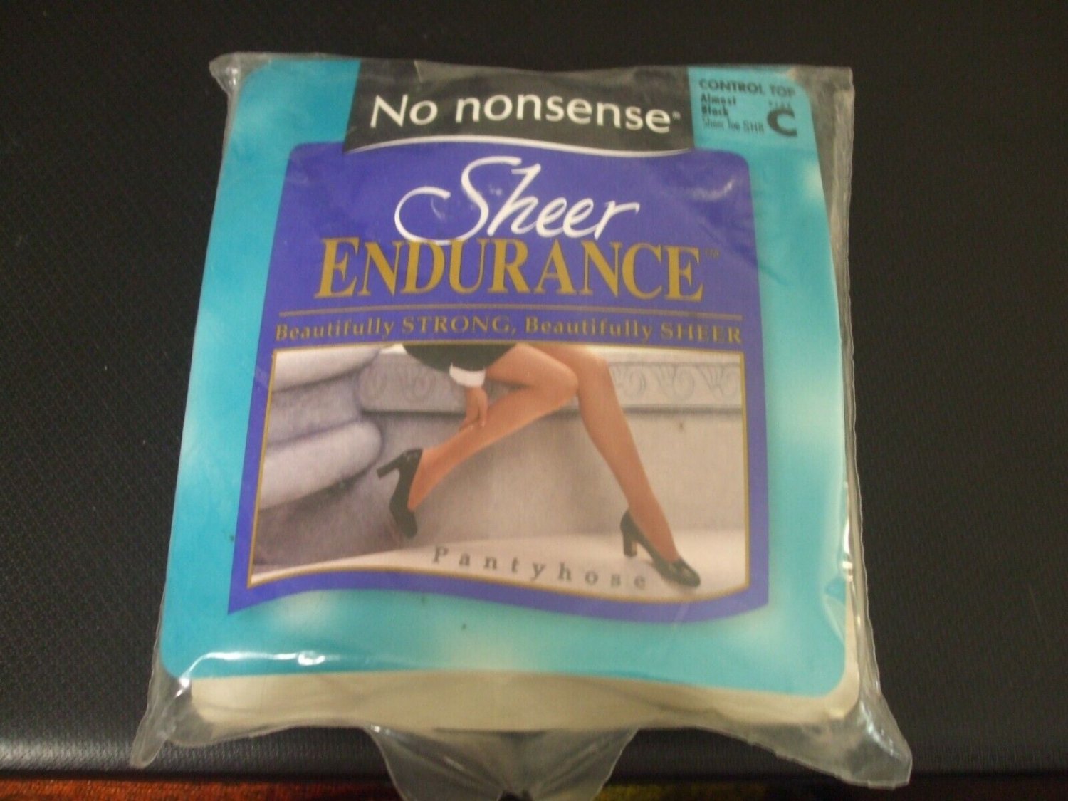No Nonsense Sheer Endurance Control Top Almost Black Sheer Toe