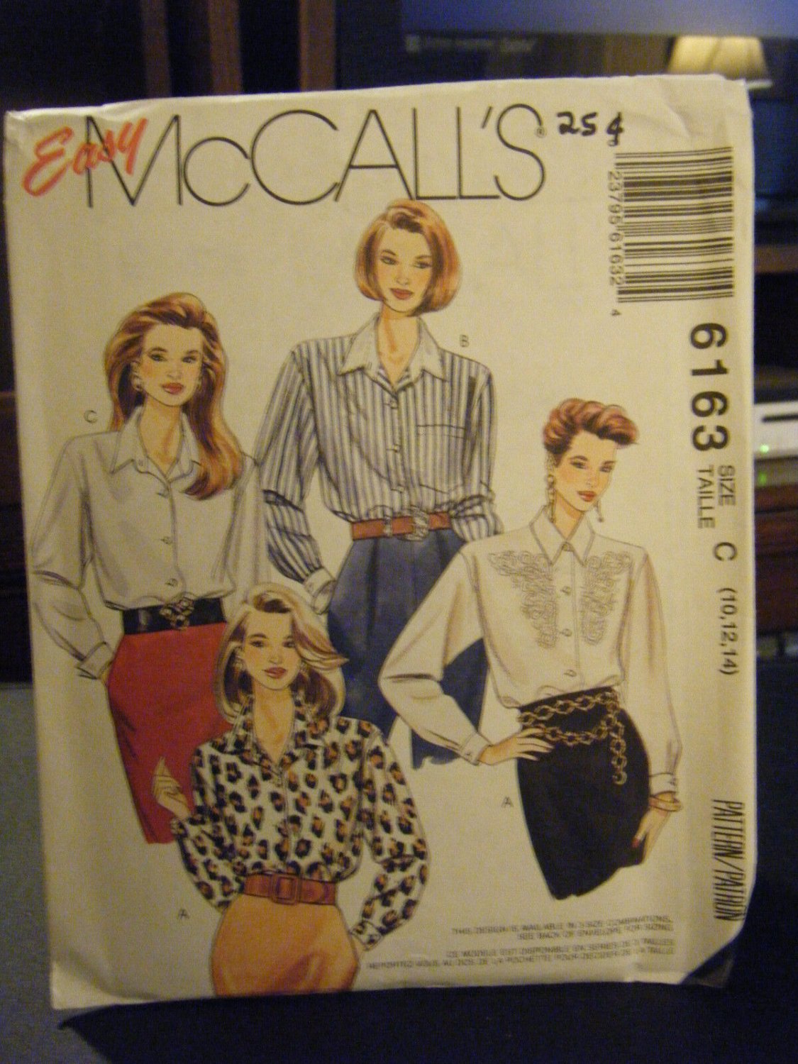 McCall's 6163 Misses Blouse Pattern - Size 10/12/14