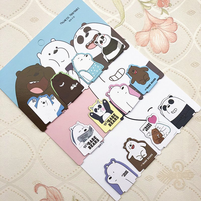 4 pcs/pack We Bare Bears Kawaii Magnet Bookmark Paper Clip School Office Supply Gift Stationery
