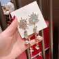 Korean Kawaii Crystal Flower Simulated Pearl Tassel Long Earrings Women Statement Jewellery