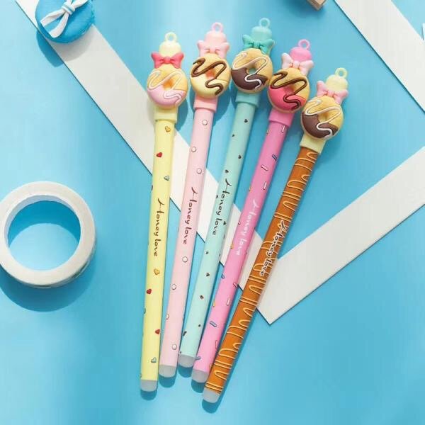 4pc Set Kawaii Chocolate Donut Erasable Gel Pens Japanese Stationery Writing Pen