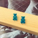 Handmade Blue Gummy Bear Stud Earring Candy Food Kawaii Cute Japanese Korean Jewelry Womens Girls