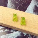 Handmade Green Gummy Bear Stud Earring Candy Food Kawaii Cute Japanese Korean Jewelry