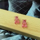 Handmade pink Gummy Bear Stud Earring Candy Food Kawaii Cute Japanese Korean Jewelry