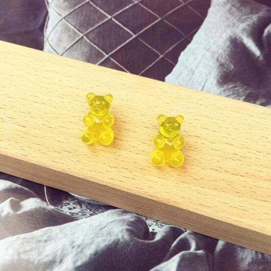 Handmade Yellow Gummy Bear Stud Earring Candy Food Kawaii Cute Japanese Korean Jewelry
