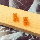 Handmade Orange Gummy Bear Stud Earring Candy Food Kawaii Cute Japanese Korean Jewelry