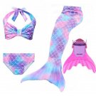 Girls Mermaid Tail Cosplay Swimsuit Swimmable Costume Swimwear Sets With Monofin
