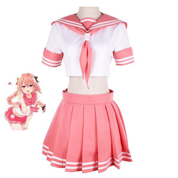 Fate/Grand Order Fate Apocrypha Rider Astolfo Cosplay JK School Uniform Sailor Suit  Anime Costume