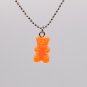 Handmade Orange Gummy Bear Necklace Pendant Kawaii Cute Korean Japanese Jewellery