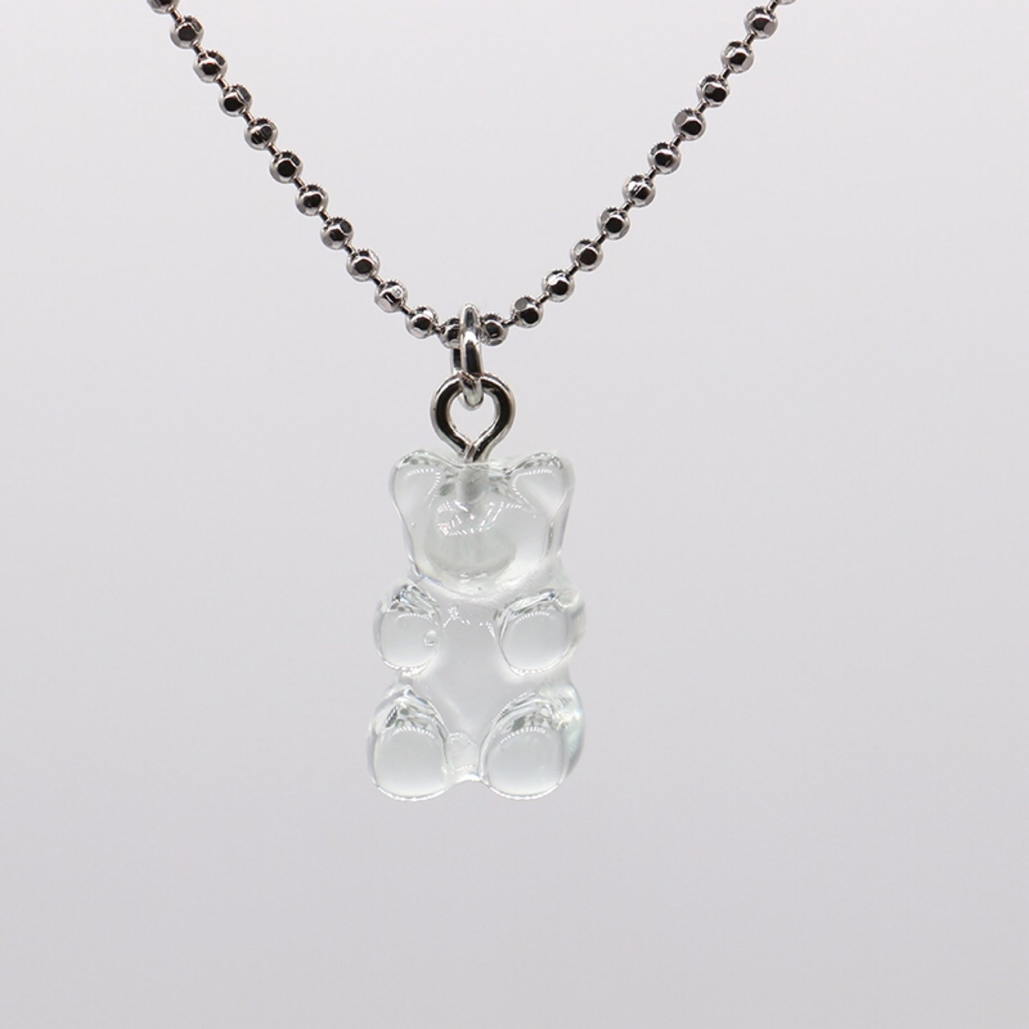 Handmade Transparent Clear Gummy Bear Necklace Pendant Kawaii Cute Korean Japanese Jewellery