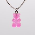 Handmade Pink Gummy Bear Necklace Pendant Kawaii Cute Korean Japanese Jewellery