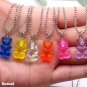 Handmade Pink Gummy Bear Necklace Pendant Kawaii Cute Korean Japanese Jewellery