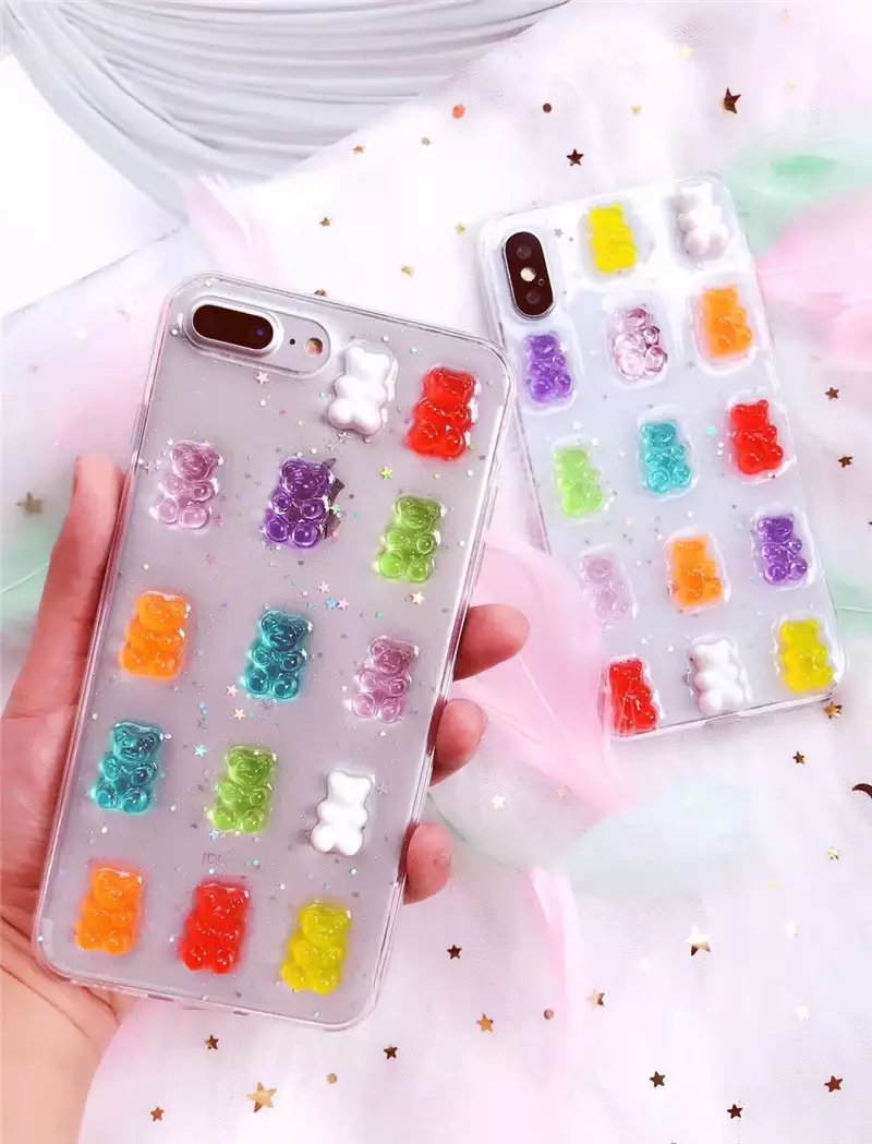 Handmade Gummy Bear Resin iPhone Case Phone Cover Korean Japanese Pastel Harajuku Cute