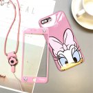 Disney Daisy Duck iPhone Case With Tempered Glass Screen Protecter Korean Japanese Pastel Harajuku
