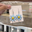 Handmade Korean Blue Daisy Earrings Drop White Flower Jewelry Kawaii Cute Japanese Girls Women