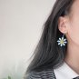 Handmade Korean Blue Daisy Earrings Drop White Flower Jewelry Kawaii Cute Japanese Girls Women