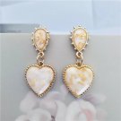 Korean Elegant Classy Heart Drop Earrings Gold Foil Jewelry Kawaii Cute Love