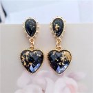 Korean Elegant Classy Heart Drop Earrings Gold Foil Jewelry Kawaii Cute Love