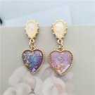 Korean Elegant Classy Heart Drop Earrings Gold Foil Jewelry Kawaii Cute Love